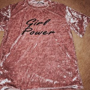crushed velvet “girl power” shirt